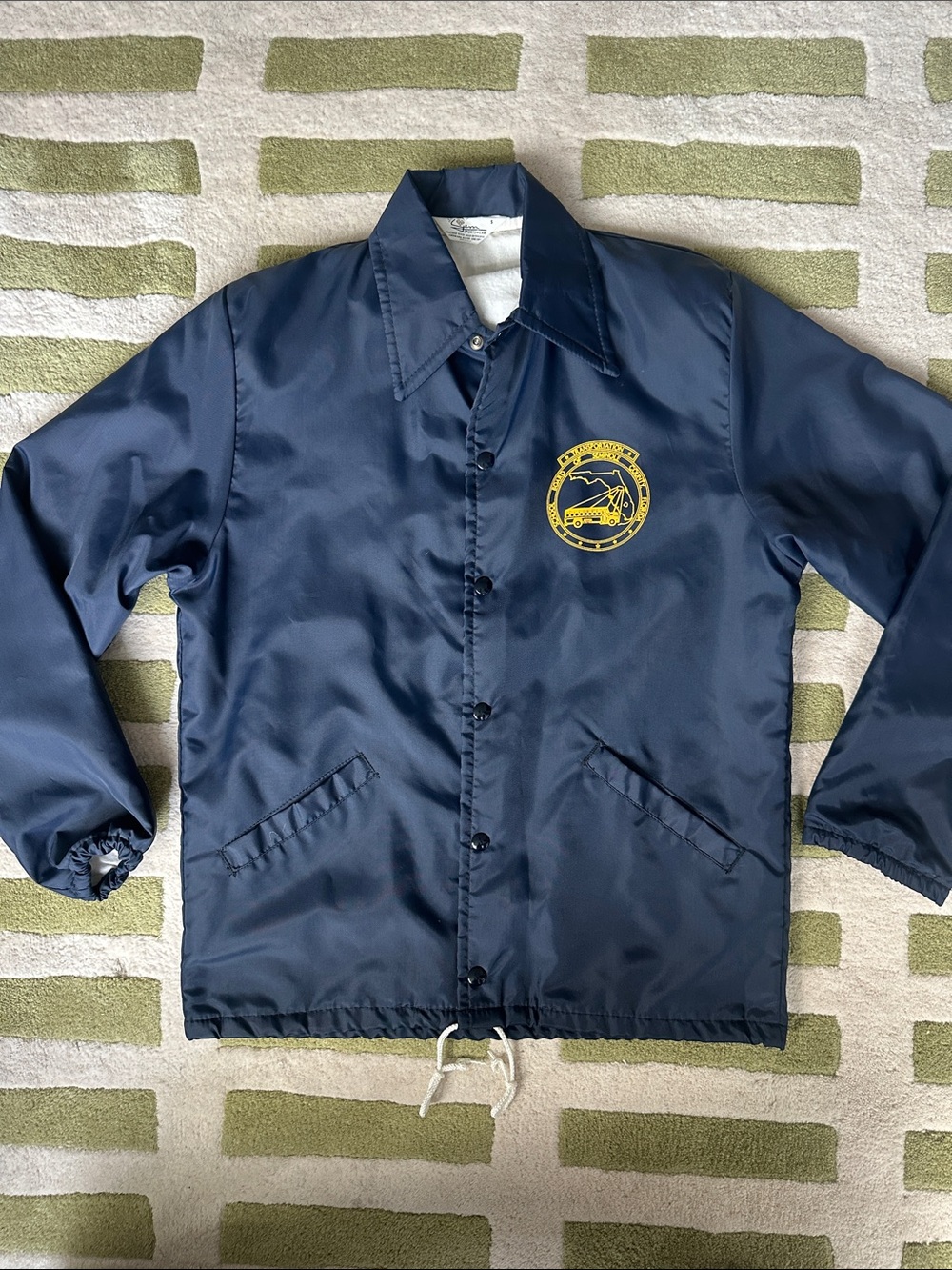 Vintage Thrifted Navy Coaches Jacket with Yellow Crest